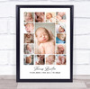 Photo Collage Personalised Gift For New Baby 15-Photo Print Or Canvas