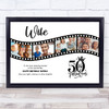 Photo Collage 50th Birthday Gift For Wife 4-Photo Camera Film Print Or Canvas