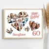 Photo Collage 60th Birthday Gift For Daughter 20-Photo Hearts Print Or Canvas