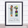 Photo Collage 6-Photo 11th Birthday Custom Gift For Boys Blue Print Or Canvas