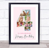 Photo Collage 7-Photo 4th Birthday Custom Gift For Girls Pink Print Or Canvas