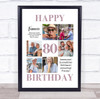 Photo Collage 80th Birthday Gift For Fiancée 6-Photo Portrait Print Or Canvas
