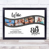 Photo Collage 80th Birthday Gift For Wife 4-Photo Camera Film Print Or Canvas