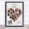 Photo Collage 90th Birthday Gift For Wife 16-Photo Pink Heart Print Or Canvas