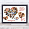 Photo Collage 16th Birthday Gift For Daughter 20-Photo Hearts Print Or Canvas