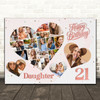 Photo Collage 21st Birthday Gift For Daughter 20-Photo Hearts Print Or Canvas