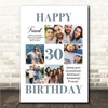 Photo Collage Print Or Canvas 30th Birthday Personalised Gift For Friend 6-Photo