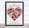 Photo Collage Lace 13th Wedding Anniversary Gift 16-Photo Red Print Or Canvas