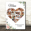 Photo Collage Gift For Mum Mother's Day 14-Photo Pink Floral Print Or Canvas
