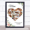 Photo Collage Gift For Mum Mother's Day 14-Photo Pink Floral Print Or Canvas