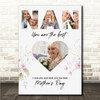 Photo Collage Gift For Nan Mother's Day 4-Photo Heart Floral Print Or Canvas