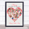 Photo Collage Gift For Nanny Mother's Day 16-Photo Red Heart Print Or Canvas