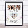 Photo Collage Mother's Day Gift For Mum 4-Photo Heart Floral Print Or Canvas