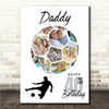Photo Collage 40th Birthday Gift For Daddy 14-Photo Football Print Or Canvas