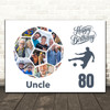 Photo Collage 80th Birthday Gift For Uncle 14-Photo Football Print Or Canvas