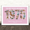 Photo Collage Pink Birthday Gift For Wife 22-Photo Year 1975 Print Or Canvas