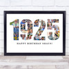 Photo Collage White 26-Photo Birthday Gift For Him Year 1925 Print Or Canvas