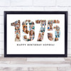 Photo Collage White Birthday Gift For Her 21-Photo Year 1975 Print Or Canvas