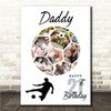 Photo Collage 21st Birthday Gift For Daddy 14-Photo Football Print Or Canvas