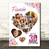 Photo Collage 30th Birthday Gift For Fiancée 19-Photo Floral Print Or Canvas Photo Collage 30th Birthday Gift For Fiancée 19-Photo Floral Print Or Canvas