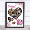 Photo Collage 100th Birthday Gift For Friend 19-Photo Floral Print Or Canvas Photo Collage 100th Birthday Gift For Friend 19-Photo Floral Print Or Canvas
