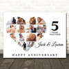 Photo Collage Wedding Anniversary Custom Gift 14-Photo Heart Print Or Canvas