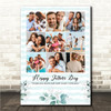 Photo Collage Father's Day Custom Gift 9-Photo Green Floral Print Or Canvas