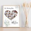 Photo Collage Wedding Custom Gift 17-Photo Heart Eucalyptus Print Or Canvas