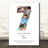 Photo Collage 5-Photo 7th Birthday Gift For Boys Kids White Print Or Canvas
