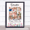 Photo Collage Gift For Grandma Mother's Day 9-Photo Pink Floral Print Or Canvas