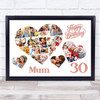 Photo Collage 30th Birthday Custom Gift For Mum 20-Photo Hearts Print Or Canvas