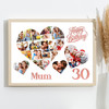 Photo Collage 30th Birthday Custom Gift For Mum 20-Photo Hearts Print Or Canvas