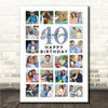 Photo Collage 40th Birthday Gift For Grandson 20-Photo Portrait Print Or Canvas
