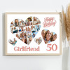 Photo Collage 50th Birthday Gift For Girlfriend 20-Photo Hearts Print Or Canvas