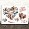 Photo Collage 50th Birthday Custom Gift For Mum 20-Photo Hearts Print Or Canvas