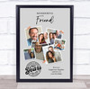 Photo Collage 60th Birthday Custom Gift For Friend 7-Photo Grey Print Or Canvas