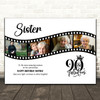 Photo Collage 90th Birthday Gift For Sister 4-Photo Camera Film Print Or Canvas