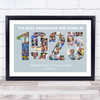 Photo Collage Blue Birthday Gift For Grandad 26-Photo Year 1925 Print Or Canvas