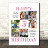 Photo Collage Kids Birthday Gift For Girls Any Age 6-Photo Pink Print Or Canvas