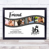 Photo Collage 16th Birthday Gift For Friend 4-Photo Camera Film Print Or Canvas