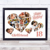 Photo Collage 18th Birthday Gift For Girlfriend 20-Photo Hearts Print Or Canvas