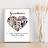 Photo Collage Gift For Grandfather Father's Day 17-Photo Heart Print Or Canvas
