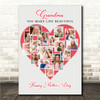 Photo Collage Gift For Grandma Mother's Day 16-Photo Red Heart Print Or Canvas