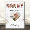 Photo Collage Gift For Nanny Mother's Day 4-Photo Heart Floral Print Or Canvas