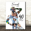 Photo Collage 40th Birthday Custom Gift For Friend 9-Photo Man Print Or Canvas