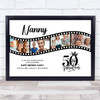 Photo Collage 50th Birthday Gift For Nanny 4-Photo Camera Film Print Or Canvas