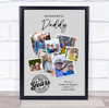 Photo Collage 70th Birthday Custom Gift For Daddy 7-Photo Grey Print Or Canvas