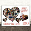 Photo Collage 100th Birthday Gift For Sister-In-Law 20-Photo s Print Or Canvas