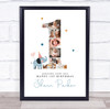 Photo Collage 8-Photo Cute Elephant 1st Birthday Gift For Kids Print Or Canvas