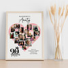 Photo Collage 90th Birthday Gift For Aunty 16-Photo Pink Heart Print Or Canvas